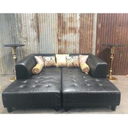 chaise left arm sectional black leather rental