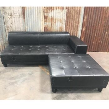 chaise left arm sectional black leather rental