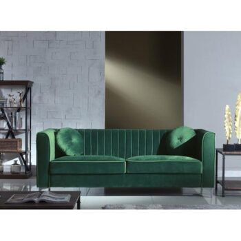 pleated emerald sofa lounge upholstery rental