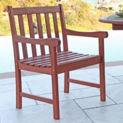 eucalyptus arm chair brown wood panel arms dining set rental