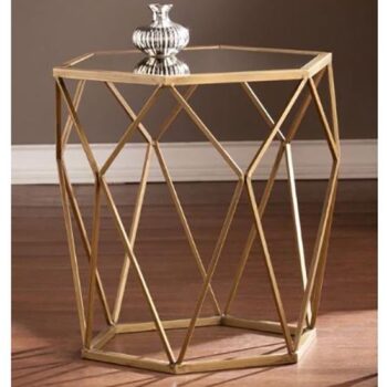 geometric gold occasional table rental