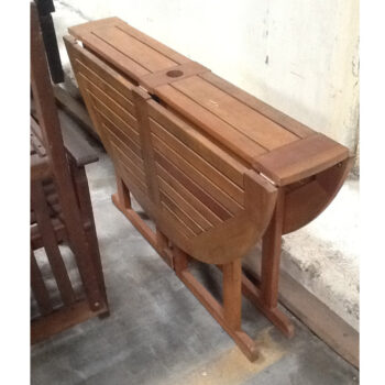 teak dining table panel wood rental