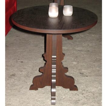 silhouette table brown wood occasional rental