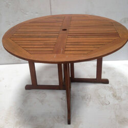 teak dining table panel wood rental