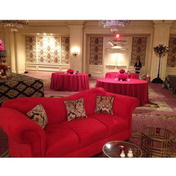 jazz sofa red velvet suede lounge upholstery rental