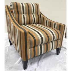 couch bradley club chair brown gold white beige wood legs lounge rental