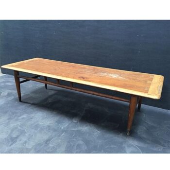 danish mid century wood long occasional table rental