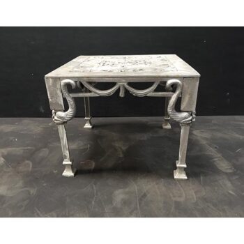 dolphin deco cast iron matte grey occasional table rental