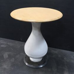 pawn rounded white wood cocktail table rental