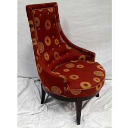jazz club chair red vinyl pattern 20th century wood legs lounge chair rental