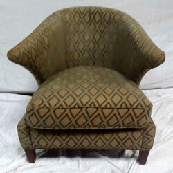 hug lounge couch chair green gold diamond pattern lounge chair rental