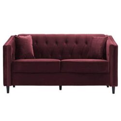 button back maroon sofa lounge upholstery rental