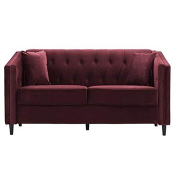 button back maroon sofa lounge upholstery rental