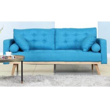 evan mid century sofa blue tufted lounge upholstery rental