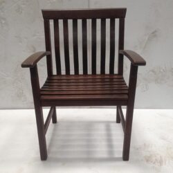 teak dining arm chair dark wood panels set rental