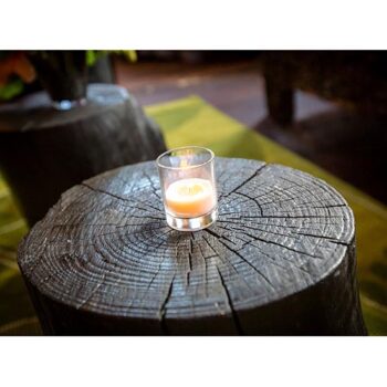 tree stump natural spray paint black wood occasional table rental