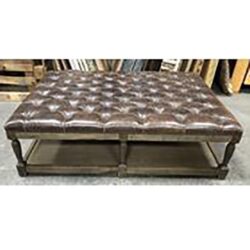 leather cocktail ottoman tufted lounge upholstery rental