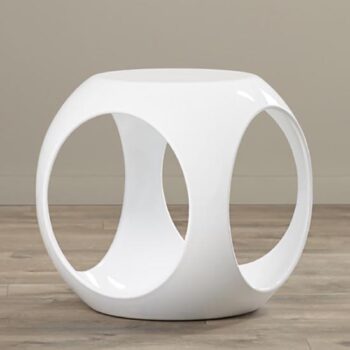 slick cube table white acrylic end occasional rental