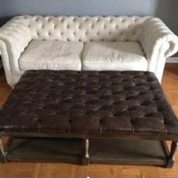 leather cocktail ottoman tufted lounge upholstery rental