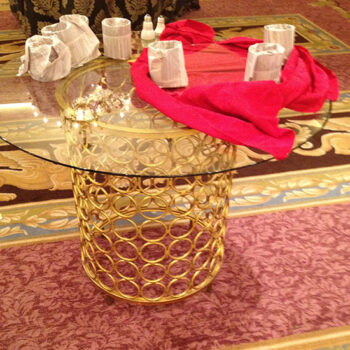 carnaby dining table gold rings rental