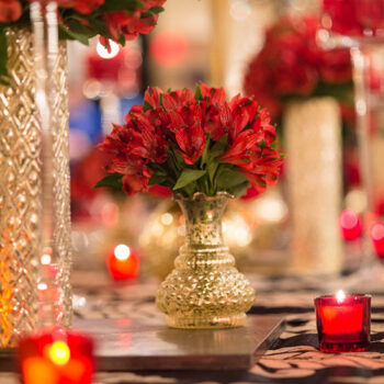 red votive glass candle holder rental