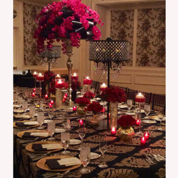 red votive glass candle holder rental