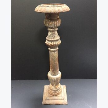 eo candlestick metal ceramic rusted orange rustic weathered rental