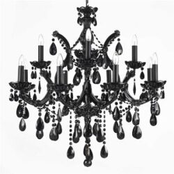 Chandelier, Murano black glass crystal chandelier
