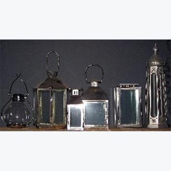 lantern silver copper metal tin aluminum handle candle rental