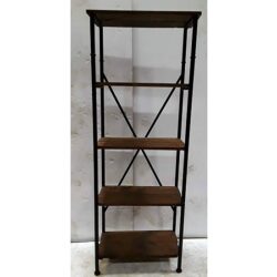 wood metal industrial bookcase bar shelf