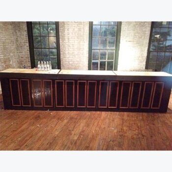 raised panels rosewood red black beige wood bar rental