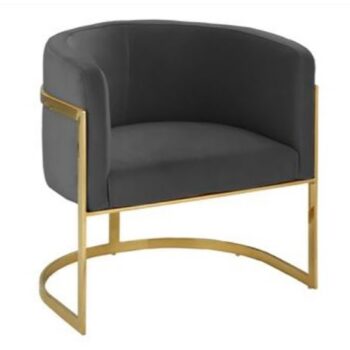 half moon chair black leather gold metal rent rental