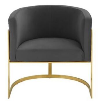 half moon chair black leather gold metal rent rental