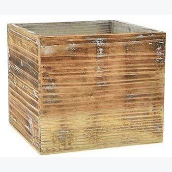 wood box vessel natural wood flowers rental