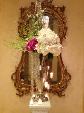 silhouette vase metal flowers rental