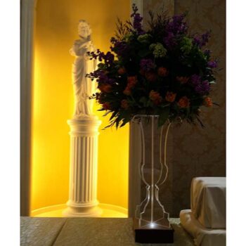 acrylic urn clear plastic pedestal riser decor rental