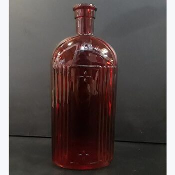 vintage bottle red clear bottle vessel flowers rental