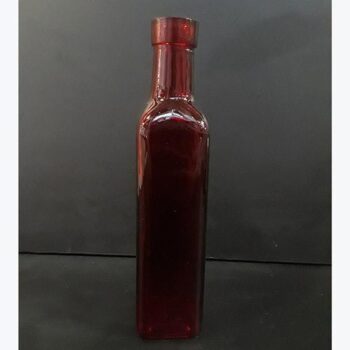 vintage bottle red clear bottle vessel flowers rental