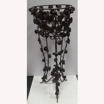 vintage Egyptian rose planter stand iron metal vessel rental