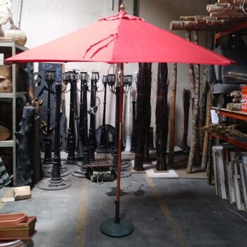 patio umbrella red brown pole outdoor decor rental