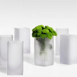 cube vase glass opaque vessel flowers rental