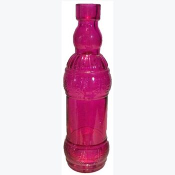 colored bottle fuchia glass bottle vessel flowers rental