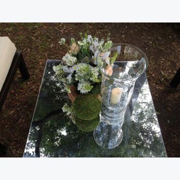 bell jar clear glass vessel flowers rental