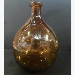 artisan bottle clear brown round vessel glass flowers rental