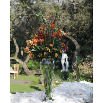 neptune vase clear glass vessel flowers rental