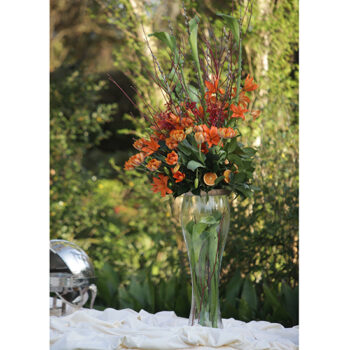 neptune vase clear glass vessel flowers rental