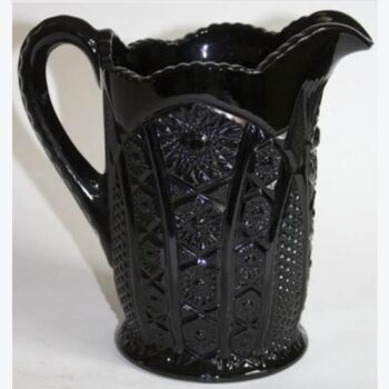 pitcher black onyx ornate design glass vessel handle flowers rental