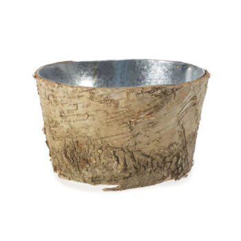 birch bark wood metal planter vase rental