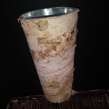 birch bark vase vessels wood metal natural rental