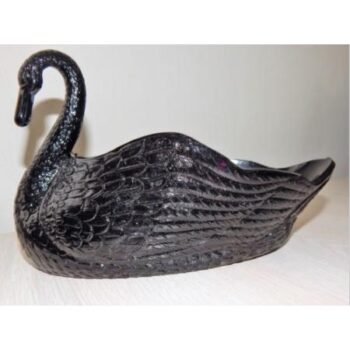 swan planter vintage 1920 black glass bird flowers vessel bowl rental